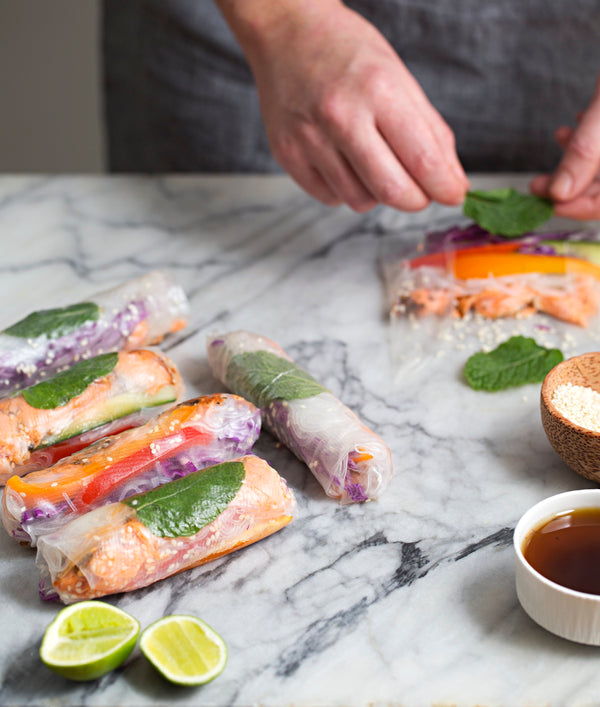 Flaked Salmon Rice-Paper Rolls