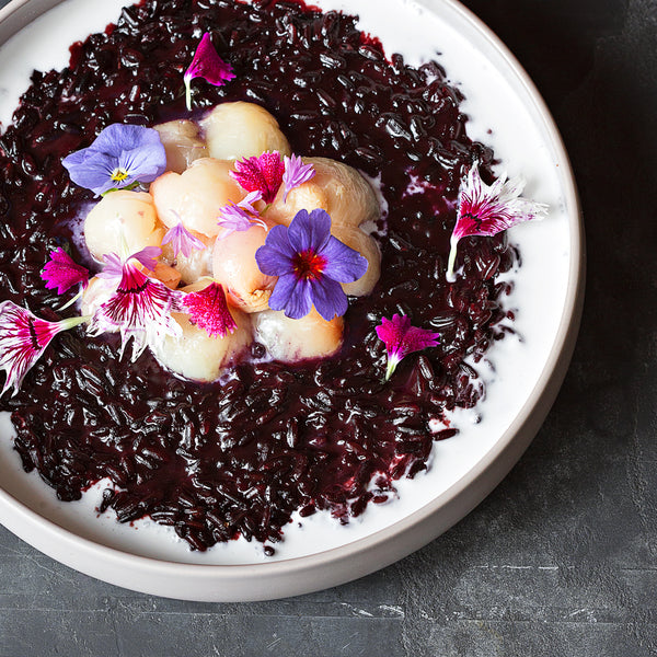 Black Rice Pudding with Salted Caramel Cream